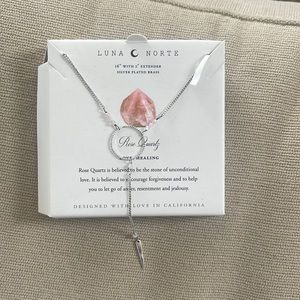 NWT Luna Norte Rose Quarts long dangly chain necklace